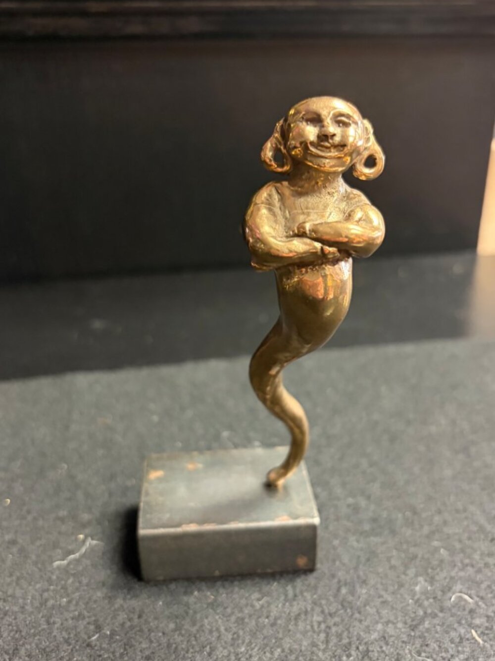 Vintage Brass Balancing Monkey/Genie Figurine Kinetic Desk Sculpture